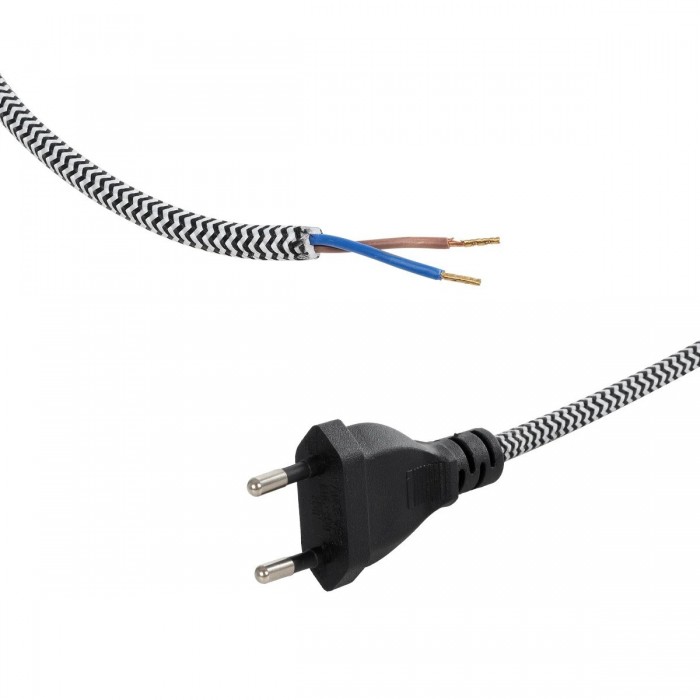 GLOBOSTAR® WHIP 77670 Μοντέρνο DIY Υφασμάτινο Καλώδιο με Διακόπτη On/Off AC 220-240V IP20 - Λευκό & Μαύρο - Μ140 x Π2.7 x Υ1.9cm GLOBOSTAR® WHIP 77670 Μοντέρνο DIY Υφασμάτινο Καλώδιο με Διακόπτη On/Off AC 220-240V IP20 - Λευκό & Μαύρο - Μ140 x Π2.7 x Υ1.9cm