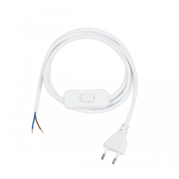 GLOBOSTAR® WHIP 77671 Μοντέρνο DIY Υφασμάτινο Καλώδιο με Διακόπτη On/Off AC 220-240V IP20 - Λευκό - Μ140 x Π2.7 x Υ1.9cm
