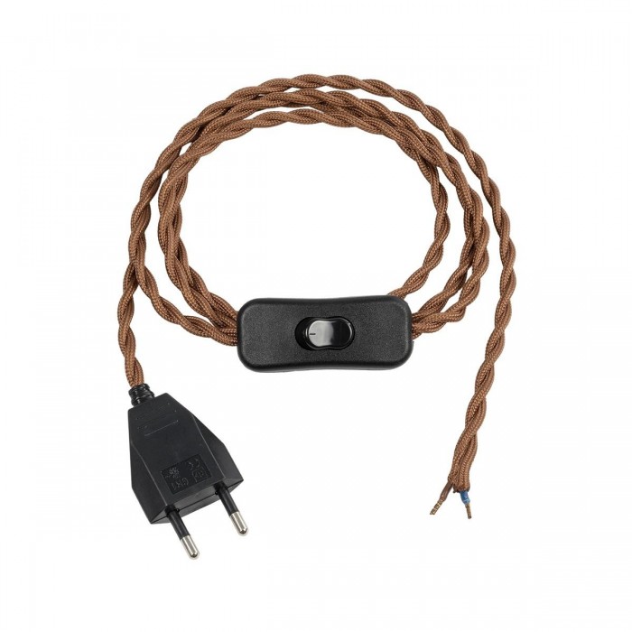 GLOBOSTAR® WHIP 77673 Μοντέρνο DIY Πλεκτό Καλώδιο με Διακόπτη On/Off AC 220-240V IP20 - Καφέ & Μαύρο - Μ140 x Π2.7 x Υ1.9cm