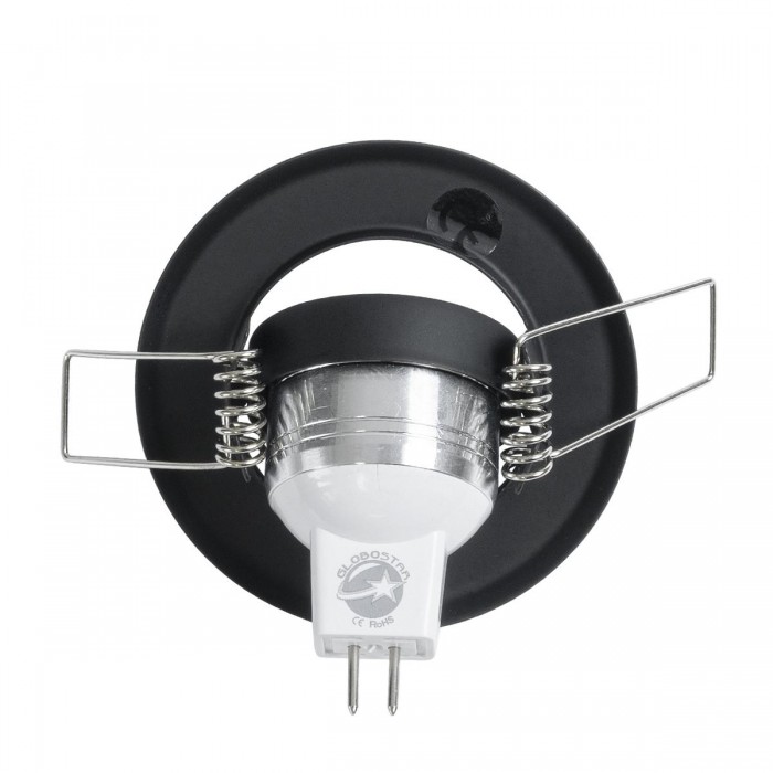GLOBOSTAR® DELTA 77801 Χωνευτή Κινούμενη Βάση για Σποτ MR11 με Ντουί GU10/GU5.3 IP20 - Μαύρο Ματ - Μ7 x Π7 x Υ2.1cm / Q5.5cm