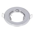 GloboStar® 77810 Χωνευτή Στρογγυλή Βάση για LED Spot GU10 - MR16 - GU5.3 Χρώμιο Σταθερή Φ83mm