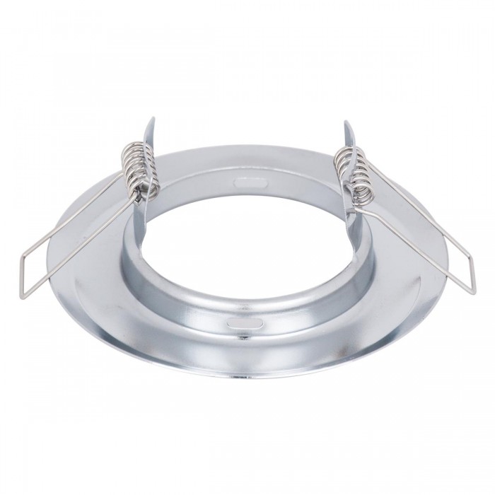 GloboStar® 77810 Χωνευτή Στρογγυλή Βάση για LED Spot GU10 - MR16 - GU5.3 Χρώμιο Σταθερή Φ83mm