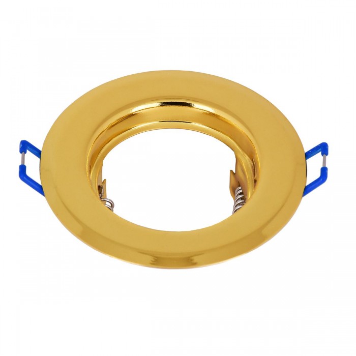 GloboStar® 77811 Χωνευτή Στρογγυλή Βάση για LED Spot GU10 - MR16 - GU5.3 Χρυσή Σταθερή Φ83mm