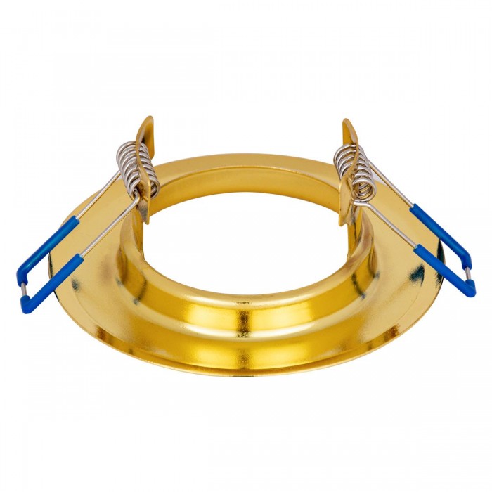 GloboStar® 77811 Χωνευτή Στρογγυλή Βάση για LED Spot GU10 - MR16 - GU5.3 Χρυσή Σταθερή Φ83mm