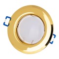 GloboStar® 77811 Χωνευτή Στρογγυλή Βάση για LED Spot GU10 - MR16 - GU5.3 Χρυσή Σταθερή Φ83mm