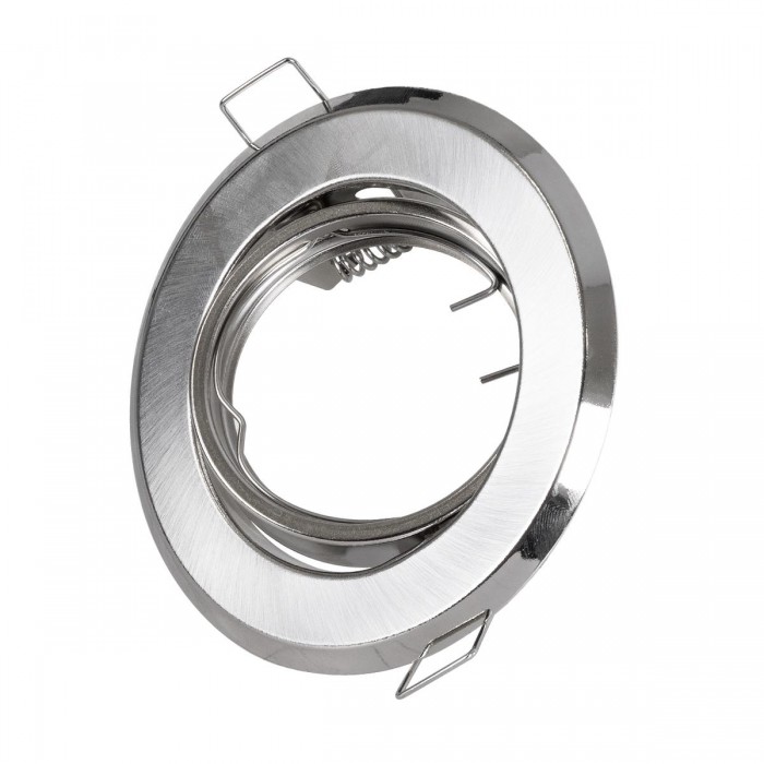 GLOBOSTAR® RAFY 77816 Χωνευτή Κινούμενη Βάση για Σποτ MR16 για Ντουί GU10/GU5.3 IP20 - Νίκελ Βούρτσας - Μ9.2 x Π9.2 x Υ3.1cm / Q7cm