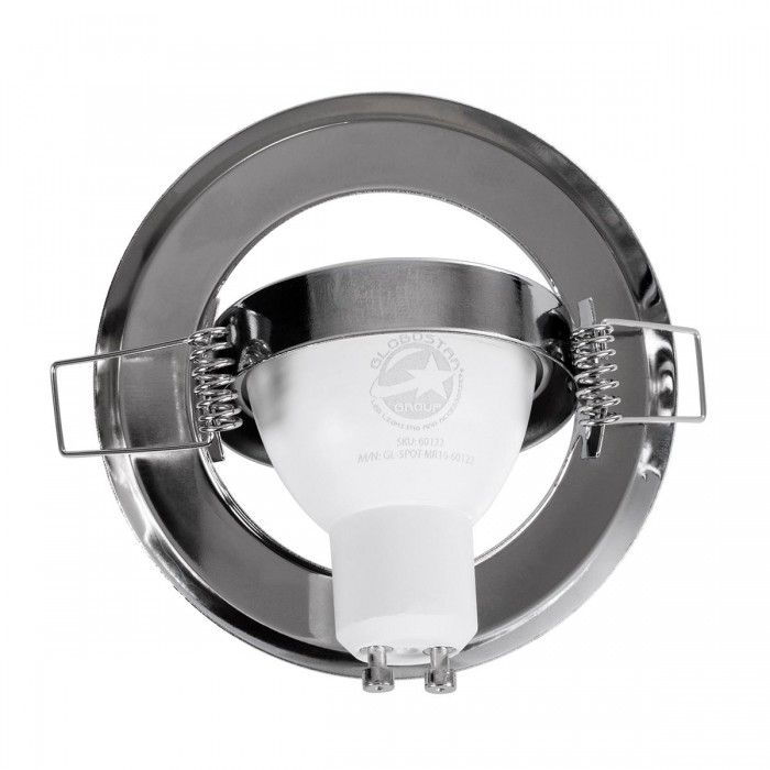 GLOBOSTAR® RAFY 77817 Χωνευτή Κινούμενη Βάση για Σποτ MR16 με Ντουί GU10/GU5.3 IP20 - Νίκελ Χρώμιο - Μ9.2 x Π9.2 x Υ3.1cm / Q7cm