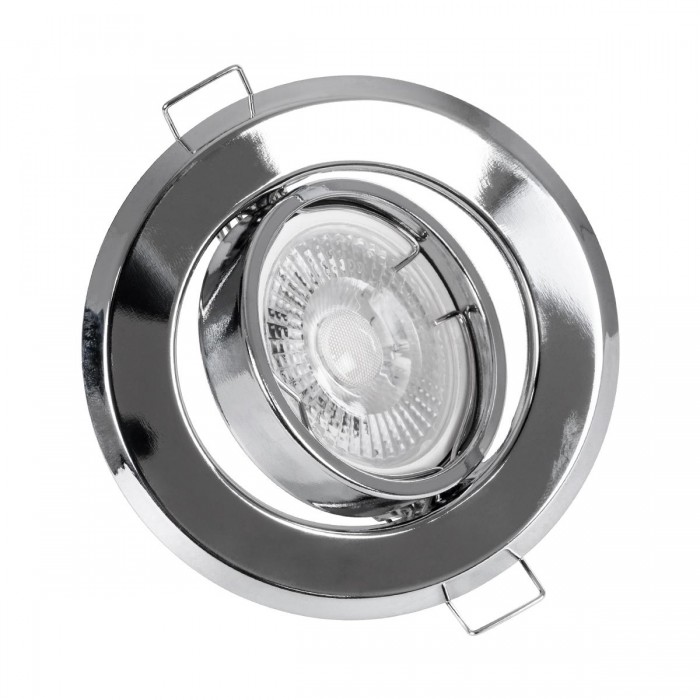 GLOBOSTAR® RAFY 77817 Χωνευτή Κινούμενη Βάση για Σποτ MR16 με Ντουί GU10/GU5.3 IP20 - Νίκελ Χρώμιο - Μ9.2 x Π9.2 x Υ3.1cm / Q7cm