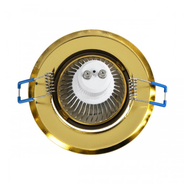 GLOBOSTAR® DELTA 77818 Χωνευτή Κινούμενη Βάση για Σποτ MR16 με Ντουί GU10/GU5.3 IP20 - Χρυσό Πλατίνα - Μ9.2 x Π9.2 x Υ2.8cm / Q7.6cm