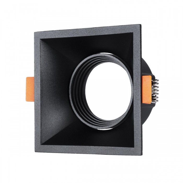 GLOBOSTAR® ALPHA 77833 Χωνευτή Κινούμενη Βάση για Σποτ MR16 με Ντουί GU10/GU5.3 IP20 - Μαύρο Ματ - Μ9 x Π9 x Υ4.5cm / Q8.3cm