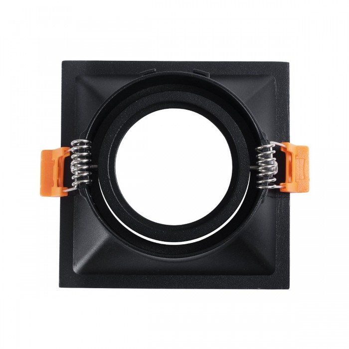 GLOBOSTAR® ALPHA 77833 Χωνευτή Κινούμενη Βάση για Σποτ MR16 με Ντουί GU10/GU5.3 IP20 - Μαύρο Ματ - Μ9 x Π9 x Υ4.5cm / Q8.3cm