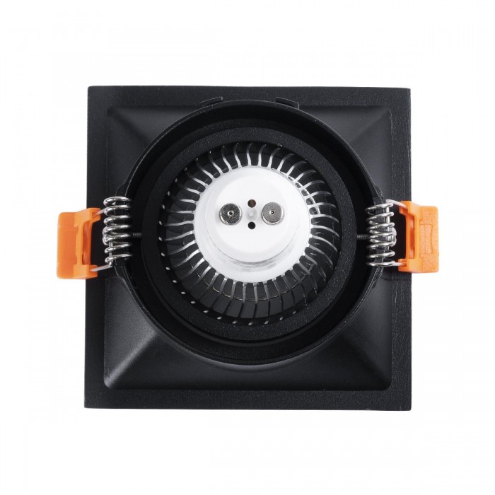 GLOBOSTAR® ALPHA 77833 Χωνευτή Κινούμενη Βάση για Σποτ MR16 με Ντουί GU10/GU5.3 IP20 - Μαύρο Ματ - Μ9 x Π9 x Υ4.5cm / Q8.3cm