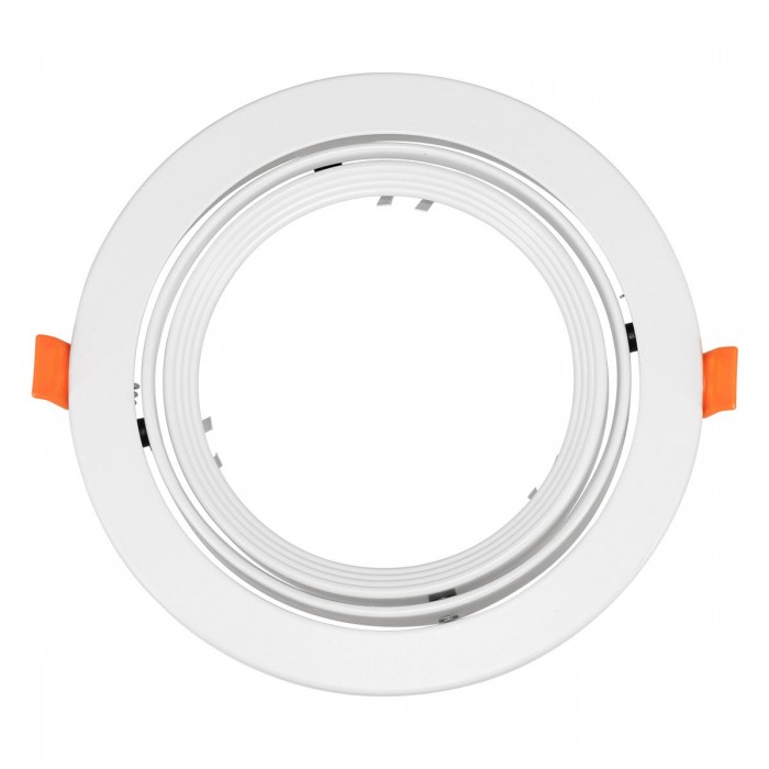 GloboStar® 77850 Χωνευτή Στρογγυλή Βάση για Spot AR111 Λευκή Κινούμενη σε 2 Άξονες Φ17.2 x Y5.5cm