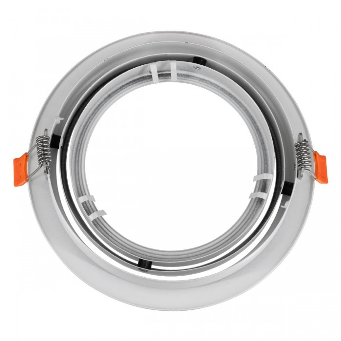 GloboStar® 77850 Χωνευτή Στρογγυλή Βάση για Spot AR111 Λευκή Κινούμενη σε 2 Άξονες Φ17.2 x Y5.5cm