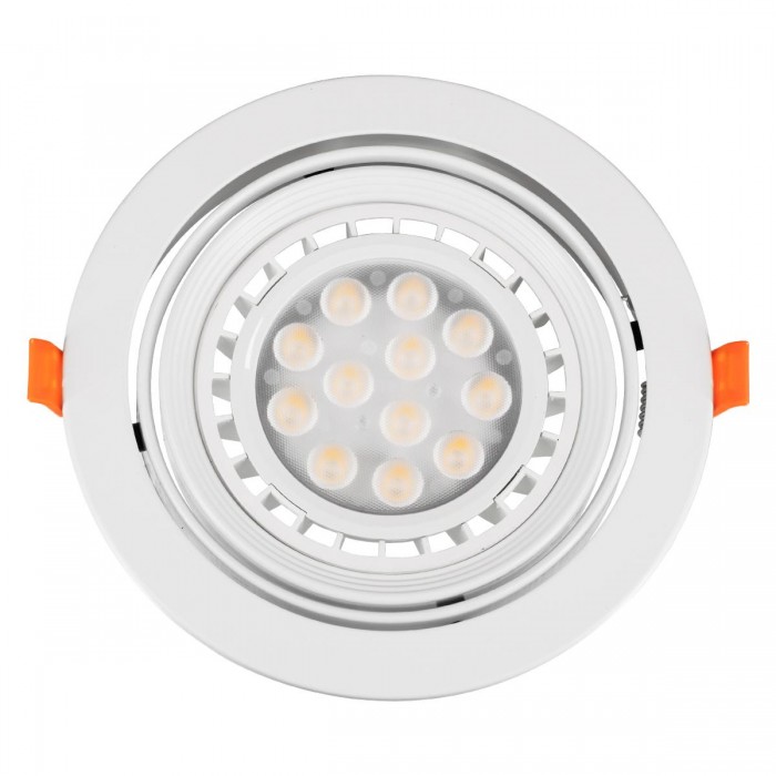 GloboStar® 77850 Χωνευτή Στρογγυλή Βάση για Spot AR111 Λευκή Κινούμενη σε 2 Άξονες Φ17.2 x Y5.5cm