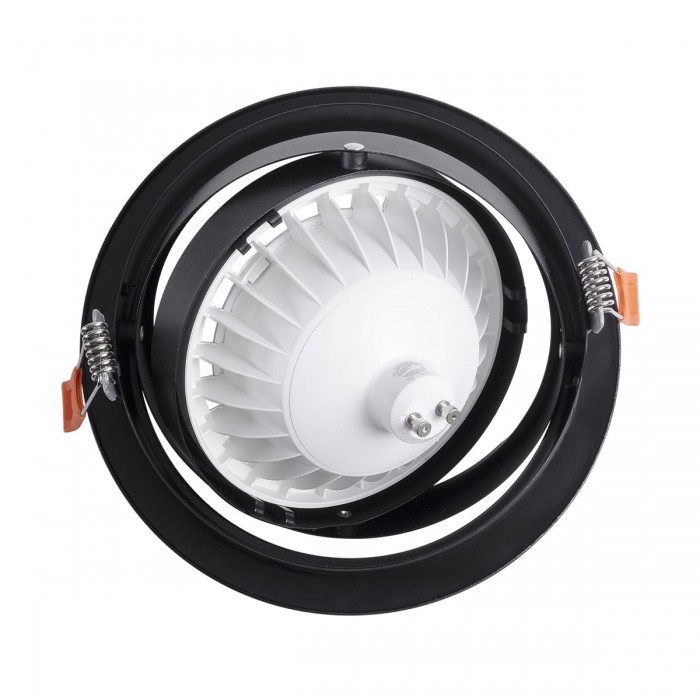 GLOBOSTAR® VITA 77851 Χωνευτή Κινούμενη Βάση για Σποτ AR111 για Ντουί GU10/GU5.3 IP20 - Μαύρο Ματ - Μ18 x Π18 x Υ4.5cm / Q16.5cm