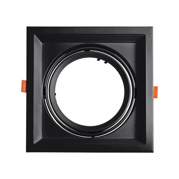 GLOBOSTAR® VITA 77853 Χωνευτή Κινούμενη Βάση για Σποτ AR111 για Ντουί GU10/GU5.3 IP20 - Μαύρο Ματ - Μ18 x Π18 x Υ4.5cm / Q17.5 x 17.5cm