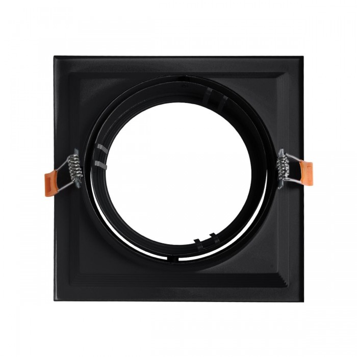 GLOBOSTAR® VITA 77853 Χωνευτή Κινούμενη Βάση για Σποτ AR111 για Ντουί GU10/GU5.3 IP20 - Μαύρο Ματ - Μ18 x Π18 x Υ4.5cm / Q17.5 x 17.5cm