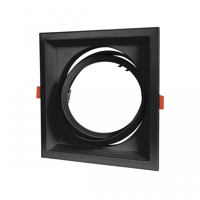 GLOBOSTAR® VITA 77853 Χωνευτή Κινούμενη Βάση για Σποτ AR111 για Ντουί GU10/GU5.3 IP20 - Μαύρο Ματ - Μ18 x Π18 x Υ4.5cm / Q17.5 x 17.5cm