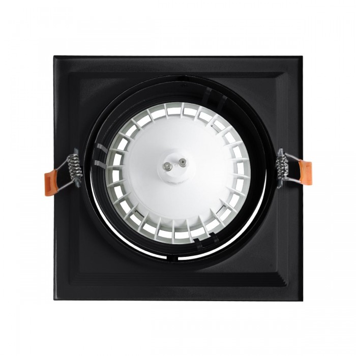 GLOBOSTAR® VITA 77853 Χωνευτή Κινούμενη Βάση για Σποτ AR111 για Ντουί GU10/GU5.3 IP20 - Μαύρο Ματ - Μ18 x Π18 x Υ4.5cm / Q17.5 x 17.5cm