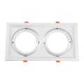 GloboStar® 77854 Χωνευτή Τετράγωνη Διπλή Βάση για Spot AR111 Λευκή Κινούμενη σε 2 Άξονες M33.5 x Π17.5 x Y5.5cm