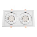 GloboStar® 77854 Χωνευτή Τετράγωνη Διπλή Βάση για Spot AR111 Λευκή Κινούμενη σε 2 Άξονες M33.5 x Π17.5 x Y5.5cm
