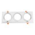 GloboStar® 77856 Χωνευτή Τετράγωνη Τριπλή Βάση για Spot AR111 Λευκή Κινούμενη σε 2 Άξονες M48.7 x Π18.7 x Y5.5cm