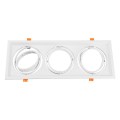 GloboStar® 77856 Χωνευτή Τετράγωνη Τριπλή Βάση για Spot AR111 Λευκή Κινούμενη σε 2 Άξονες M48.7 x Π18.7 x Y5.5cm