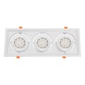 GloboStar® 77856 Χωνευτή Τετράγωνη Τριπλή Βάση για Spot AR111 Λευκή Κινούμενη σε 2 Άξονες M48.7 x Π18.7 x Y5.5cm