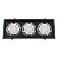 GloboStar® 77857 Χωνευτή Τετράγωνη Τριπλή Βάση για Spot AR111 Μαύρη Κινούμενη σε 2 Άξονες M48.7 x Π18.7 x Y5.5cm