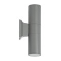 GLOBOSTAR® WALLY 77875 Μοντέρνο Φωτιστικό Τοίχου - Απλίκα με Ντουί 2 x GU10 AC 220-240V Αδιάβροχο IP65 - Γκρι Ματ - Μ6.4 x Π11 x Υ25cm