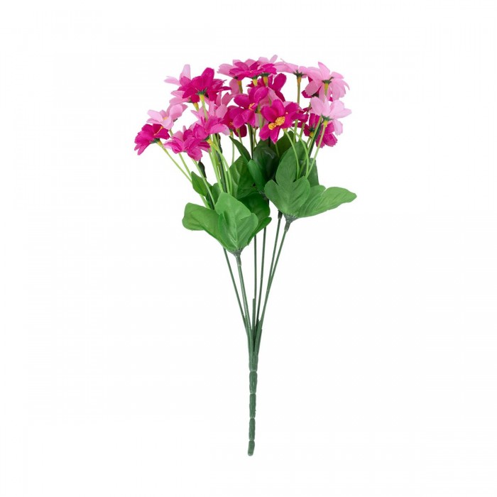 GloboStar® 78206 Τεχνητό Φυτό Μπουκέτο Διακοσμητικών Λουλουδιών με 7 Φούξια Μαργαρίτες M20 x Υ35 x Π20cm