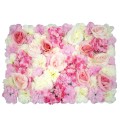 GloboStar® 78304 Συνθετικό Πάνελ Λουλουδιών - Κάθετος Κήπος Τριαντάφυλλο - Ορτανσία - Βιολέτα Μ60 x Υ40 x Π7cm