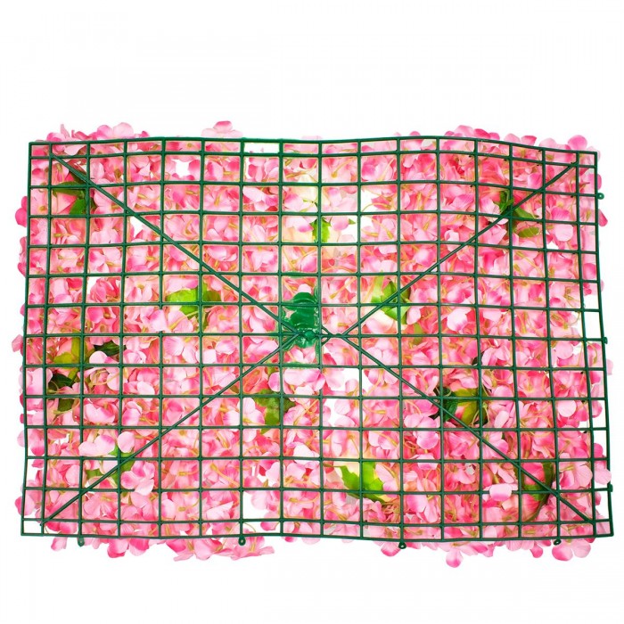 GloboStar® 78307 Συνθετικό Πάνελ Λουλουδιών - Κάθετος Κήπος Τριαντάφυλλο - Ορτανσία Μ60 x Υ40 x Π7cm