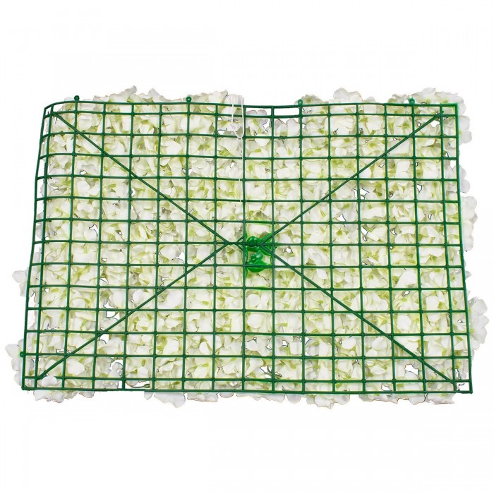 GloboStar® 78319 Συνθετικό Πάνελ Λουλουδιών - Κάθετος Κήπος Ορτανσία Λευκό Μ60 x Υ40 x Π5cm