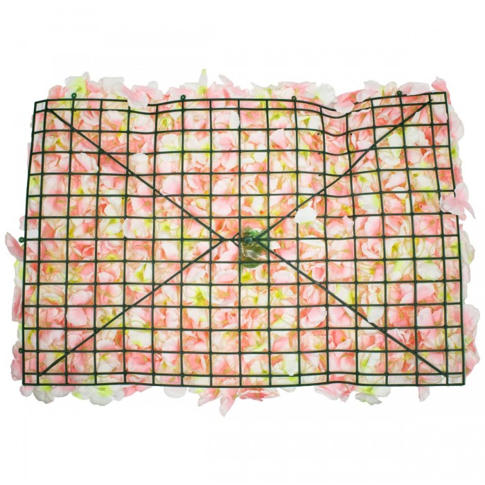 GloboStar® 78323 Συνθετικό Πάνελ Λουλουδιών - Κάθετος Κήπος Άγρια Ορτανσία Ροζ/Λευκό/Κίτρινο Μ60 x Υ40 x Π5cm