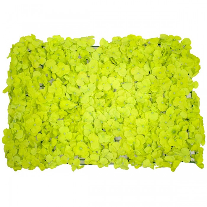 GloboStar® 78324 Συνθετικό Πάνελ Λουλουδιών - Κάθετος Κήπος Άγρια Ορτανσία Λαχανί Μ60 x Υ40 x Π5cm