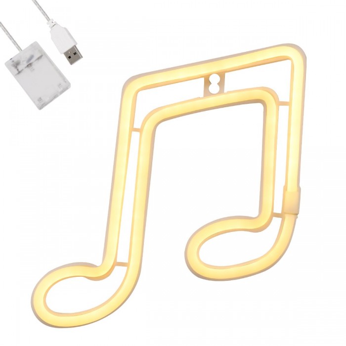 GloboStar® 78568 Φωτιστικό Ταμπέλα Φωτεινή Επιγραφή NEON LED Σήμανσης MUSIC NOTE 5W με Καλώδιο Τροφοδοσίας USB - Μπαταρίας 3xAAA (Δεν Περιλαμβάνονται) - Θερμό Λευκό 2700K GloboStar® 78568 Φωτιστικό Ταμπέλα Φωτεινή Επιγραφή NEON LED Σήμανσης MUSIC NOTE 5W με Καλώδιο Τροφοδοσίας USB - Μπαταρίας 3xAAA (Δεν Περιλαμβάνονται) - Θερμό Λευκό 2700K