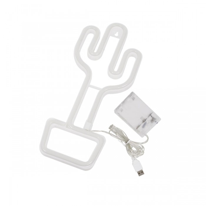 GloboStar® 78574 Φωτιστικό Ταμπέλα Φωτεινή Επιγραφή NEON LED Σήμανσης CACTUS 5W με Καλώδιο Τροφοδοσίας USB - Μπαταρίας 3xAAA (Δεν Περιλαμβάνονται) - Πράσινο - Κίτρινο