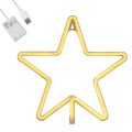 GloboStar® 78585 Φωτιστικό Ταμπέλα Φωτεινή Επιγραφή NEON LED Σήμανσης STAR 5W με Καλώδιο Τροφοδοσίας USB - Μπαταρίας 3xAAA (Δεν Περιλαμβάνονται) - Θερμό Λευκό 2700K