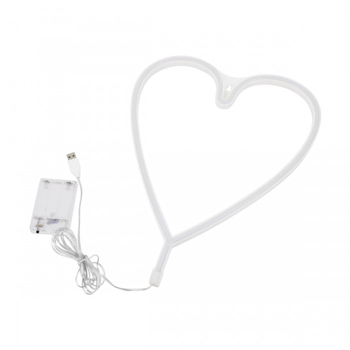 GloboStar® 78593 Φωτιστικό Ταμπέλα Φωτεινή Επιγραφή NEON LED Σήμανσης HEART LINE 5W με Καλώδιο Τροφοδοσίας USB - Μπαταρίας 3xAAA (Δεν Περιλαμβάνονται) - Ροζ