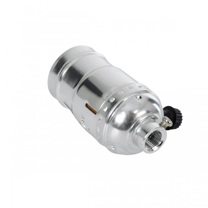 GloboStar® 78965 Ντουί Vintage Industrial Retro E27 με Διακόπτη ON/OFF - Ασημί - Μ5.5 x Π3.6 x Υ7cm