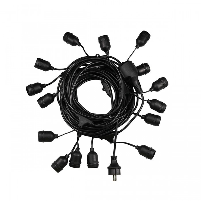 GloboStar® 78983 Καλωδιογιρλάντα PVC 10 Μέτρων με 15 Ντουί E27 με Πρίζα Schuko Επεκτεινόμενη Αδιάβροχη IP65 GloboStar® 78983 Καλωδιογιρλάντα PVC 10 Μέτρων με 15 Ντουί E27 με Πρίζα Schuko Επεκτεινόμενη Αδιάβροχη IP65