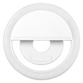 GloboStar® 79042 Selfie Ring Light LED SMD 2W 200 lm Λευκό Σώμα με Ενσωματωμένη Επαναφορτιζόμενη Μπαταρία 500mAh & Καλώδιο Φόρτισης Micro USB Ψυχρό Λευκό 6000 K για Κινητό Τηλέφωνο και Tablet Φ8.5 x Υ2.5cm
