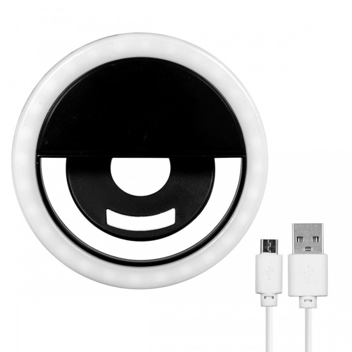 GloboStar® 79043 Selfie Ring Light LED SMD 2W 200 lm Μαύρο Σώμα με Ενσωματωμένη Επαναφορτιζόμενη Μπαταρία 500mAh & Καλώδιο Φόρτισης Micro USB Ψυχρό Λευκό 6000 K για Κινητό Τηλέφωνο και Tablet Φ8.5 x Υ2.5cm GloboStar® 79043 Selfie Ring Light LED SMD 2W 200 lm Μαύρο Σώμα με Ενσωματωμένη Επαναφορτιζόμενη Μπαταρία 500mAh & Καλώδιο Φόρτισης Micro USB Ψυχρό Λευκό 6000 K για Κινητό Τηλέφωνο και Tablet Φ8.5 x Υ2.5cm