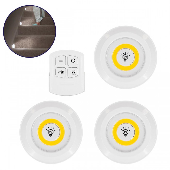 GloboStar® 79045 Φωτιστικά Νυκτός Μπαταρίας LED COB 6W 600lm με Timer & Ασύρματο Χειριστήριο RF - ΣΕΤ 3 Τεμαχίων Θερμό Λευκό 3000K GloboStar® 79045 Φωτιστικά Νυκτός Μπαταρίας LED COB 6W 600lm με Timer & Ασύρματο Χειριστήριο RF - ΣΕΤ 3 Τεμαχίων Θερμό Λευκό 3000K