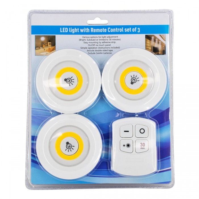 GloboStar® 79045 Φωτιστικά Νυκτός Μπαταρίας LED COB 6W 600lm με Timer & Ασύρματο Χειριστήριο RF - ΣΕΤ 3 Τεμαχίων Θερμό Λευκό 3000K GloboStar® 79045 Φωτιστικά Νυκτός Μπαταρίας LED COB 6W 600lm με Timer & Ασύρματο Χειριστήριο RF - ΣΕΤ 3 Τεμαχίων Θερμό Λευκό 3000K