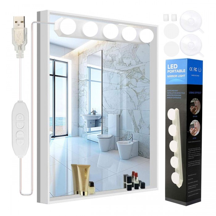GloboStar® 79048 Φωτιστικό για Μακιγιάζ - Καθρέπτη - Πίνακα - Ντουλάπας LED 8W 800lm DC 5V με Καλώδιο Τροφοδοσίας USB & Ενσωματωμένο Χειριστήριο Εναλλαγής Χρωμάτων Αδιάβροχο IP54 CCT Θερμό 2700K έως Ψυχρό 6000K Dimmable GloboStar® 79048 Φωτιστικό για Μακιγιάζ - Καθρέπτη - Πίνακα - Ντουλάπας LED 8W 800lm DC 5V με Καλώδιο Τροφοδοσίας USB & Ενσωματωμένο Χειριστήριο Εναλλαγής Χρωμάτων Αδιάβροχο IP54 CCT Θερμό 2700K έως Ψυχρό 6000K Dimmable
