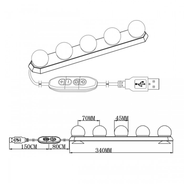 GloboStar® 79048 Φωτιστικό για Μακιγιάζ - Καθρέπτη - Πίνακα - Ντουλάπας LED 8W 800lm DC 5V με Καλώδιο Τροφοδοσίας USB & Ενσωματωμένο Χειριστήριο Εναλλαγής Χρωμάτων Αδιάβροχο IP54 CCT Θερμό 2700K έως Ψυχρό 6000K Dimmable GloboStar® 79048 Φωτιστικό για Μακιγιάζ - Καθρέπτη - Πίνακα - Ντουλάπας LED 8W 800lm DC 5V με Καλώδιο Τροφοδοσίας USB & Ενσωματωμένο Χειριστήριο Εναλλαγής Χρωμάτων Αδιάβροχο IP54 CCT Θερμό 2700K έως Ψυχρό 6000K Dimmable