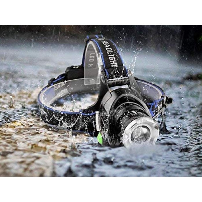 GloboStar® 79055 Φακός Κεφαλής Επαναφορτιζόμενος LED CREE XML2-T6 Chip 10 Watt 1800lm με 2 x 18650 Μπαταρίες 5200mAh Ψυχρό Λευκό 6000K